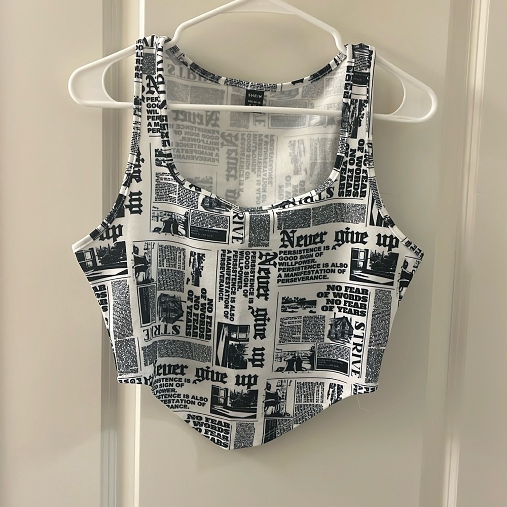 Newspaper print tank top